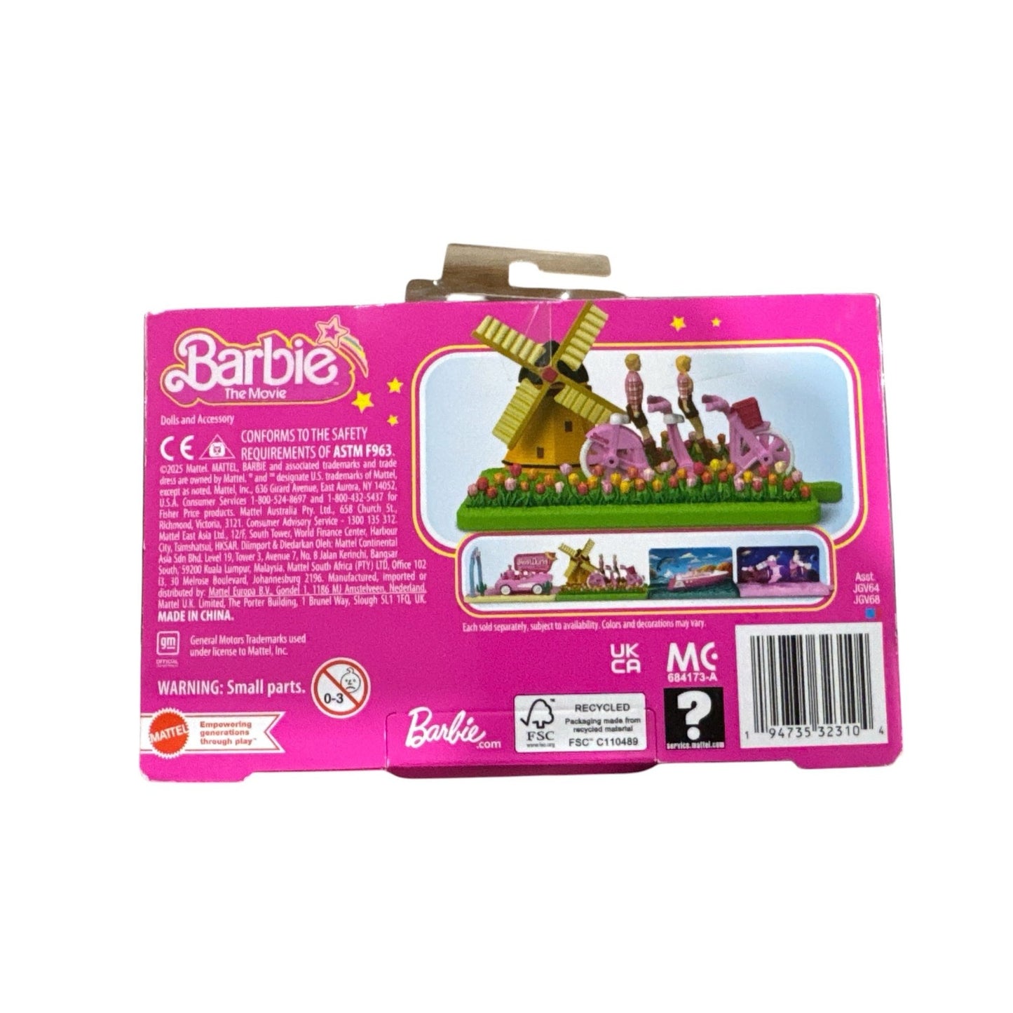Barbie The Movie Windmill Scene Playset With Bikes & Figures 2 Inches Ages 4+ By Mattel