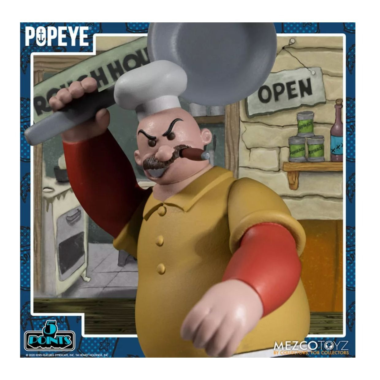 Popeye Deluxe Box Set By Mezco Toyz With Character Accessories & Rough House Cafe Playset