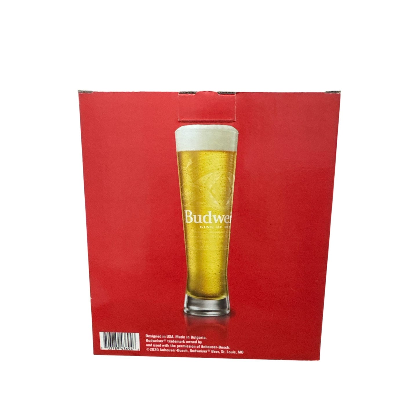 Budweiser Set Of Two 16oz Signature Glasses In Box For Beer Lovers & Collectors