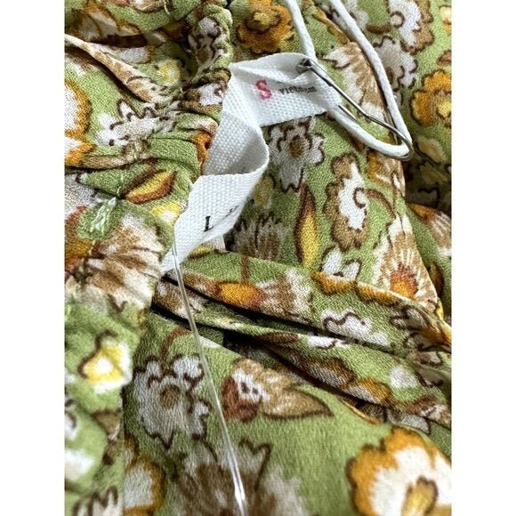LUSH Women's Tie Front Shorts Romper Green Floral SMALL