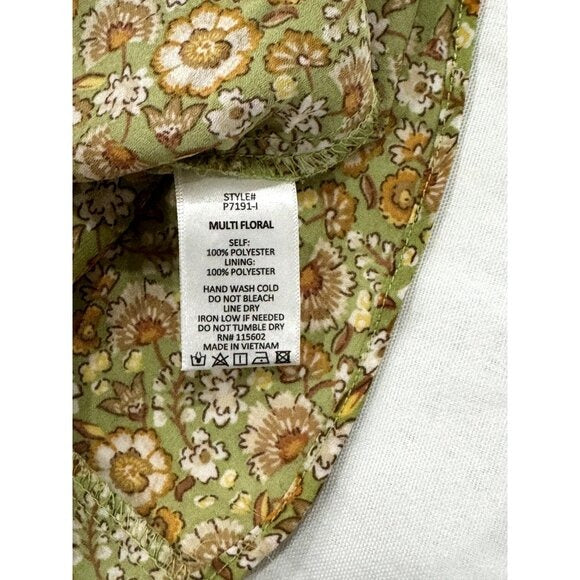 LUSH Women's Tie Front Shorts Romper Green Floral SMALL