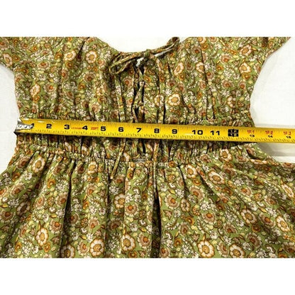 LUSH Women's Tie Front Shorts Romper Green Floral SMALL
