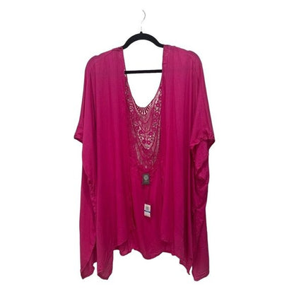Vince Camuto Bright Pink Crochet Back Women's Kimono One Size