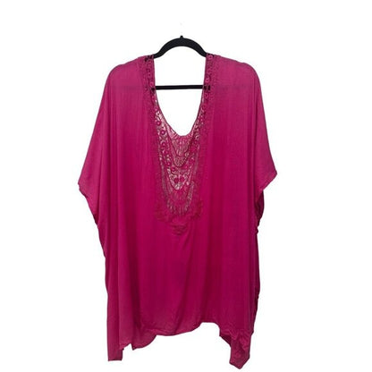 Vince Camuto Bright Pink Crochet Back Women's Kimono One Size