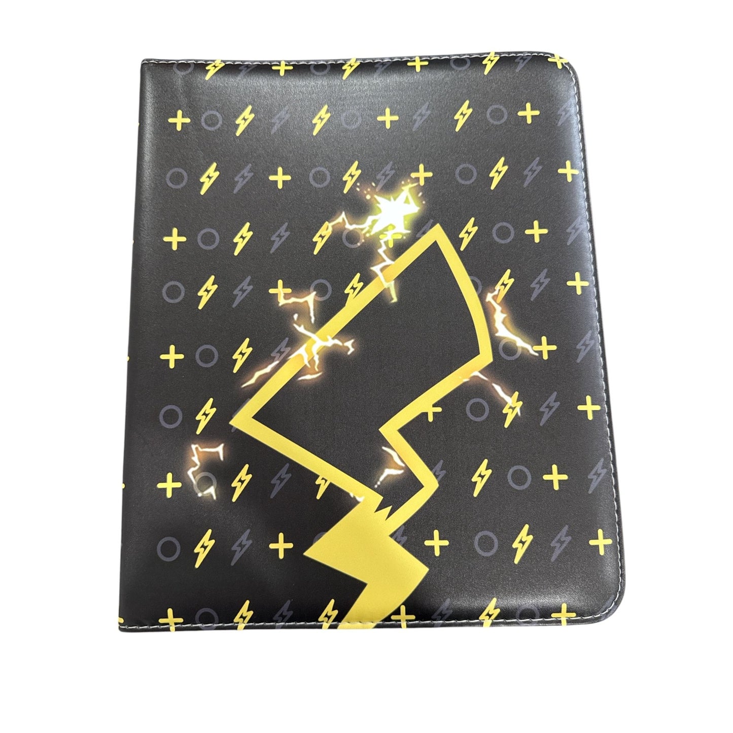 Ljexsvoy Card Binder 9-Pocket Double-Sided Holds 720 Cards With Zipper Black & Yellow Lightning Design