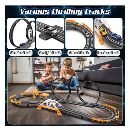 Track Master 1:64 Scale Slot Racing Set With Dual Loop Track & Cars Ages 6+ Strong Power