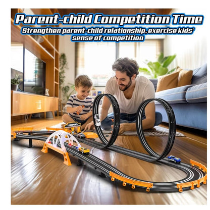 Track Master 1:64 Scale Slot Racing Set With Dual Loop Track & Cars Ages 6+ Strong Power