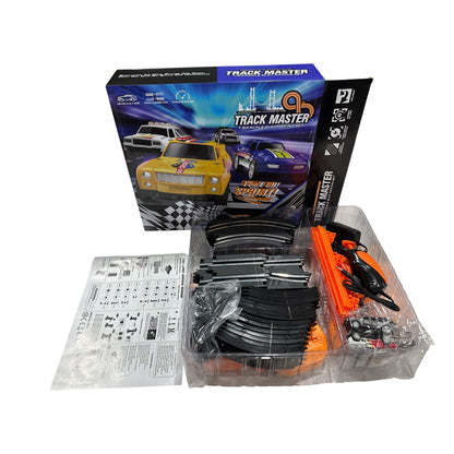 Track Master 1:64 Scale Slot Racing Set With Dual Loop Track & Cars Ages 6+ Strong Power