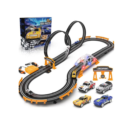Track Master 1:64 Scale Slot Racing Set With Dual Loop Track & Cars Ages 6+ Strong Power