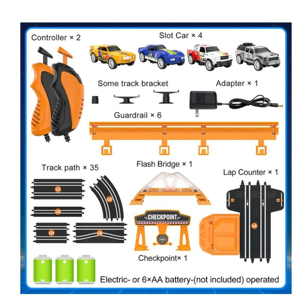 Track Master 1:64 Scale Slot Racing Set With Dual Loop Track & Cars Ages 6+ Strong Power