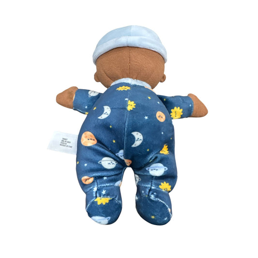 Giggle Scape Soft Baby Doll With Blue Pajamas & Cap - Space Print - Plush Toy For Kids