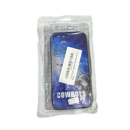 Cowboys-Themed iPhone 15 Case With Star Logo & Blue Swirl Design - Durable & Flexible Material - Scratch Resistant