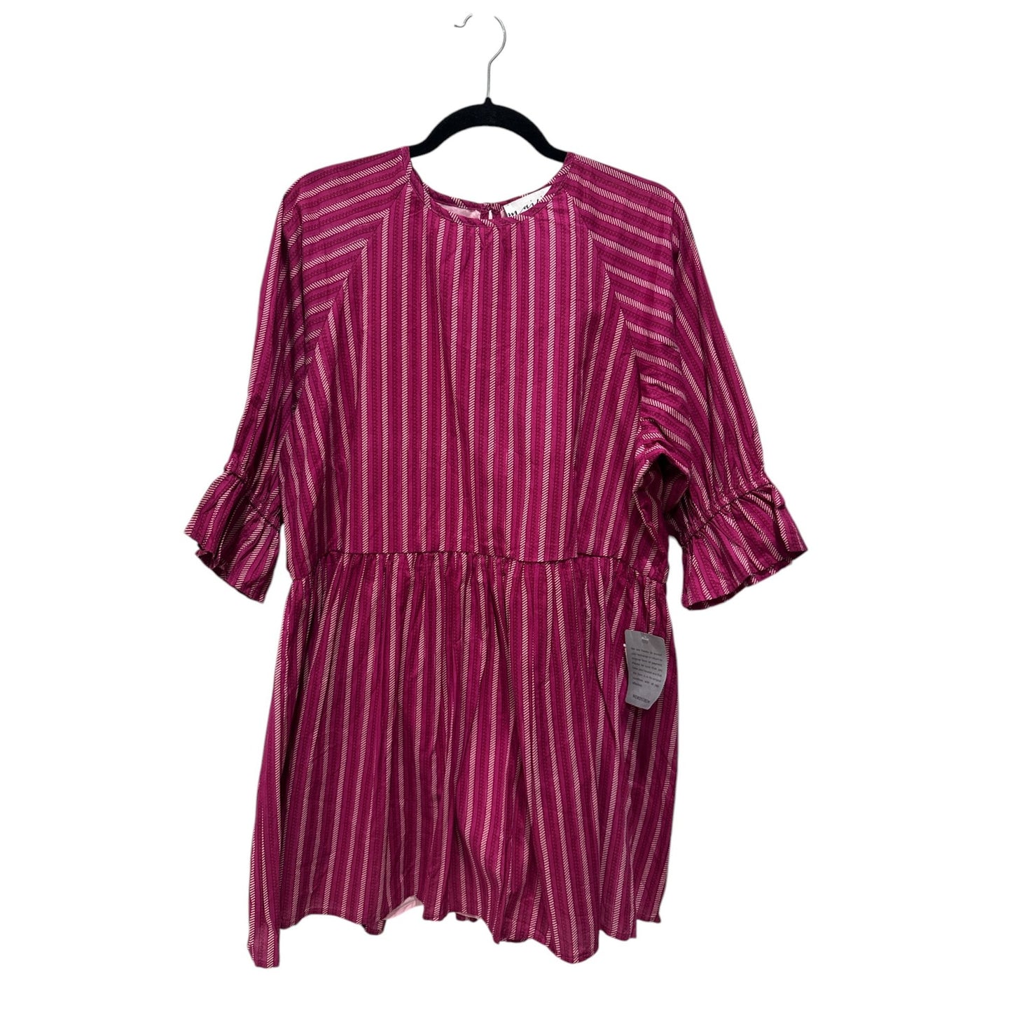 Maisie Pink Striped Ruffle Sleeve Babydoll Dress Women's Size L