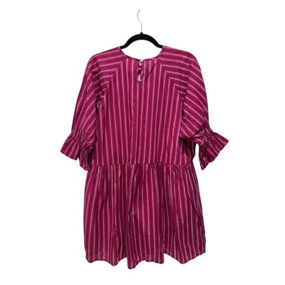 Maisie Pink Striped Ruffle Sleeve Babydoll Dress Women's Size L
