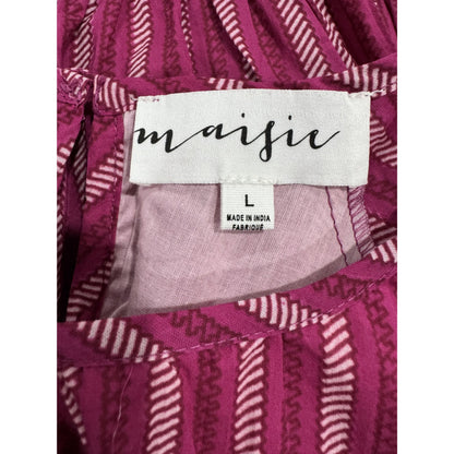 Maisie Pink Striped Ruffle Sleeve Babydoll Dress Women's Size L