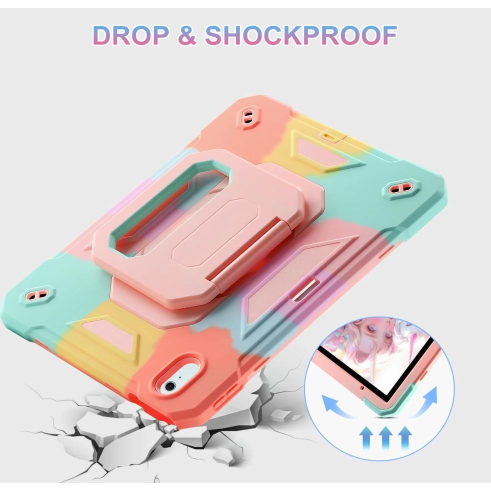 Drop & Shock Proof Case For iPad Air 6th 11" 2024 Kickstand Shoulder Strap Multi-Color Design