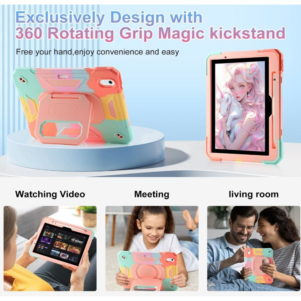 Drop & Shock Proof Case For iPad Air 6th 11" 2024 Kickstand Shoulder Strap Multi-Color Design