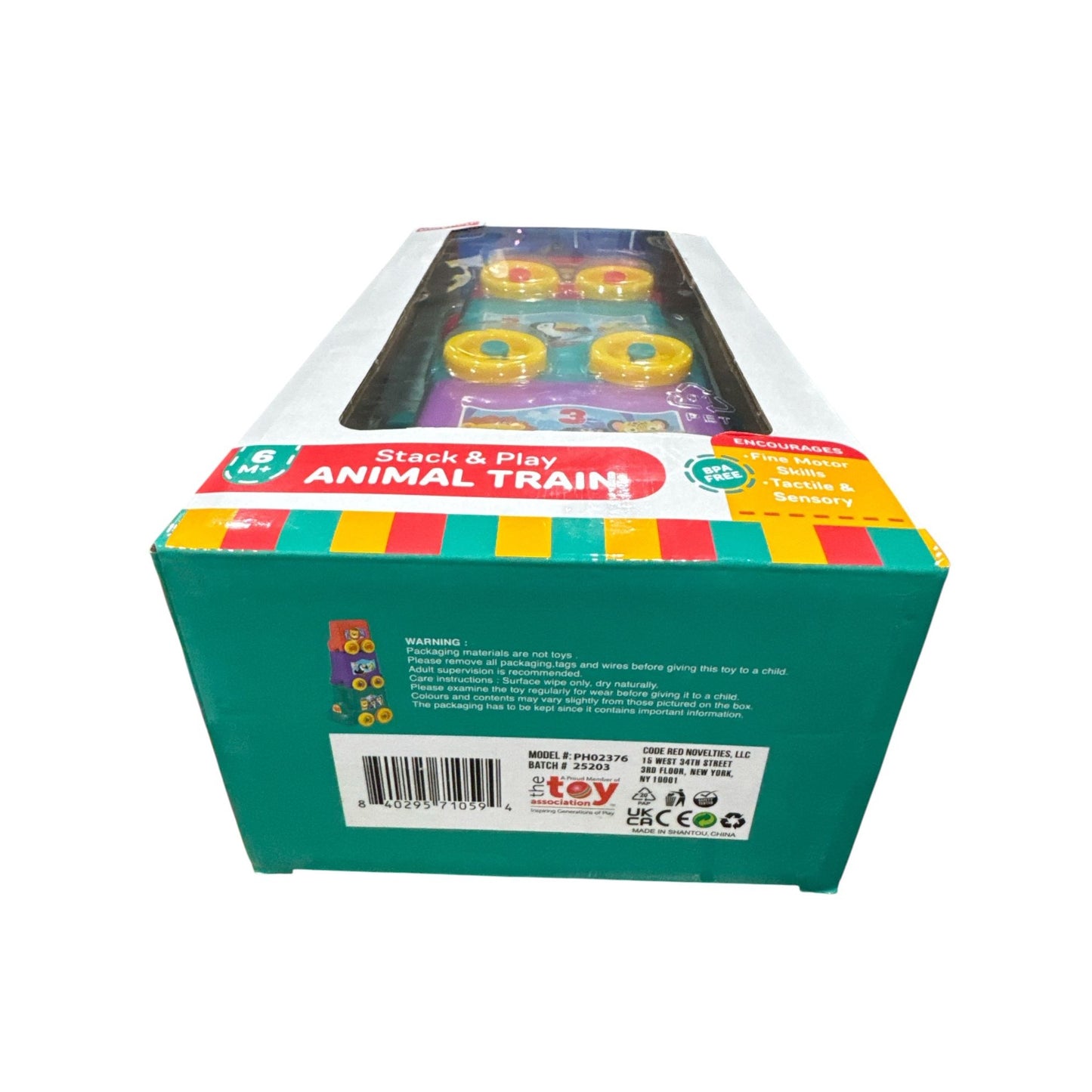 Stack & Play Animal Train Toy For 6+ Months BPA-Free Bright Colors Encourages Fine Motor Skills & Sensory Play