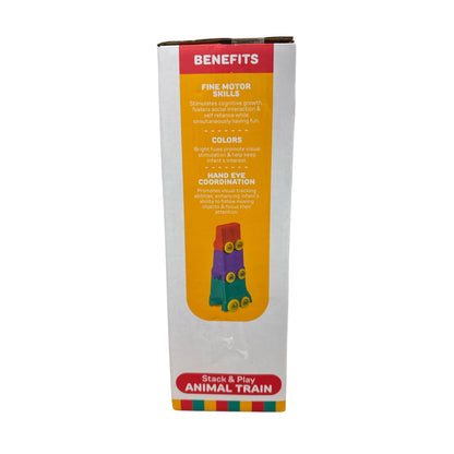 Stack & Play Animal Train Toy For 6+ Months BPA-Free Bright Colors Encourages Fine Motor Skills & Sensory Play