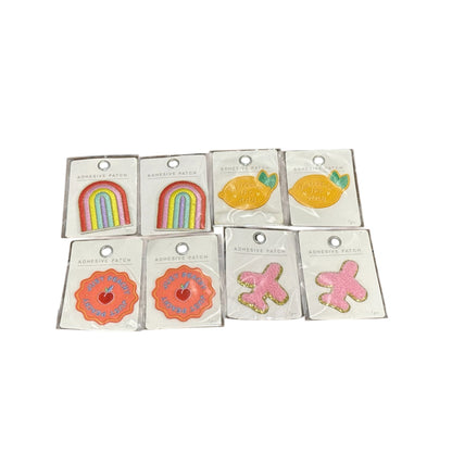 Adhesive Patch Set Of 8 - Rainbow Lemon Peach Airplane Designs