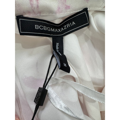 BCBGMaxAzria Abstract Floral Ruffled Midi Skirt White/Pink/Yellow Size M MSRP $298