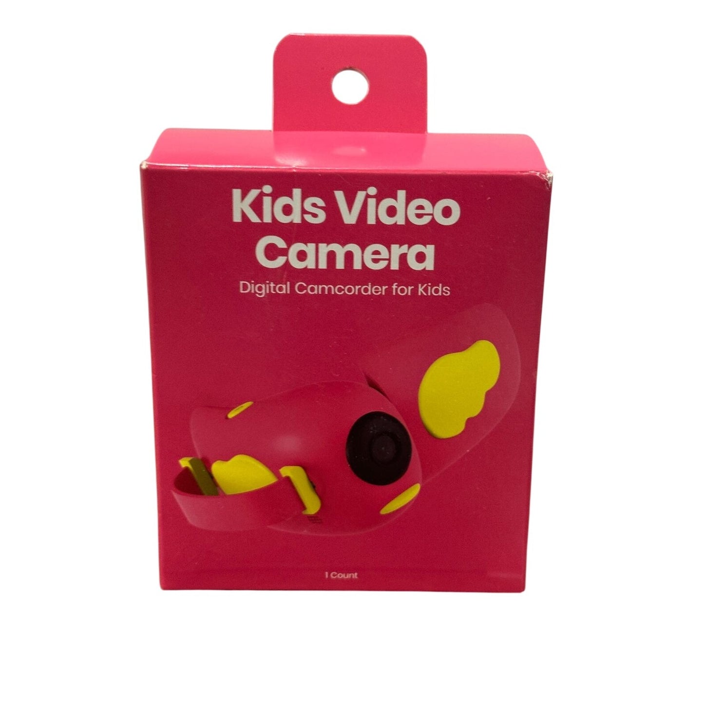 Kids Digital Video Camera With 720p Resolution, 3MP Photos, and Foldable Screen Ages 6+ Pink & Yellow