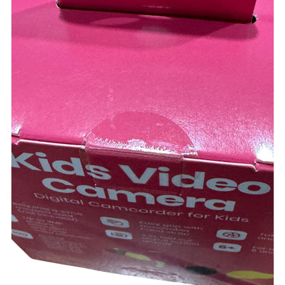 Kids Digital Video Camera With 720p Resolution, 3MP Photos, and Foldable Screen Ages 6+ Pink & Yellow