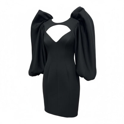ASOS Black Puff Sleeve Mini Dress With Cutout Detail US 2