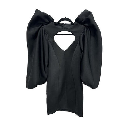 ASOS Black Puff Sleeve Mini Dress With Cutout Detail US 2