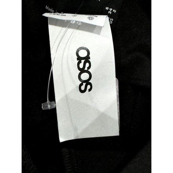 ASOS Black Puff Sleeve Mini Dress With Cutout Detail US 2