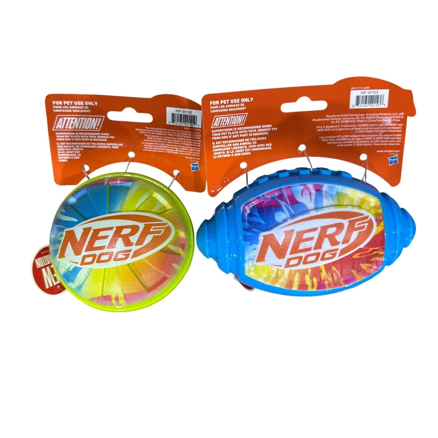 Nerf Dog Color Blast Squeak Interactive Dog Toy Blue & Green 2 Pack