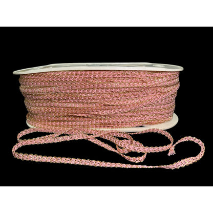 Pink & Gold Braided Trim Ribbon On Spool 1/4-Inch Wide Crafting & Sewing Supplies 30+ YARDS