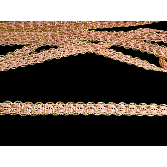 Pink & Gold Braided Trim Ribbon On Spool 1/4-Inch Wide Crafting & Sewing Supplies 30+ YARDS