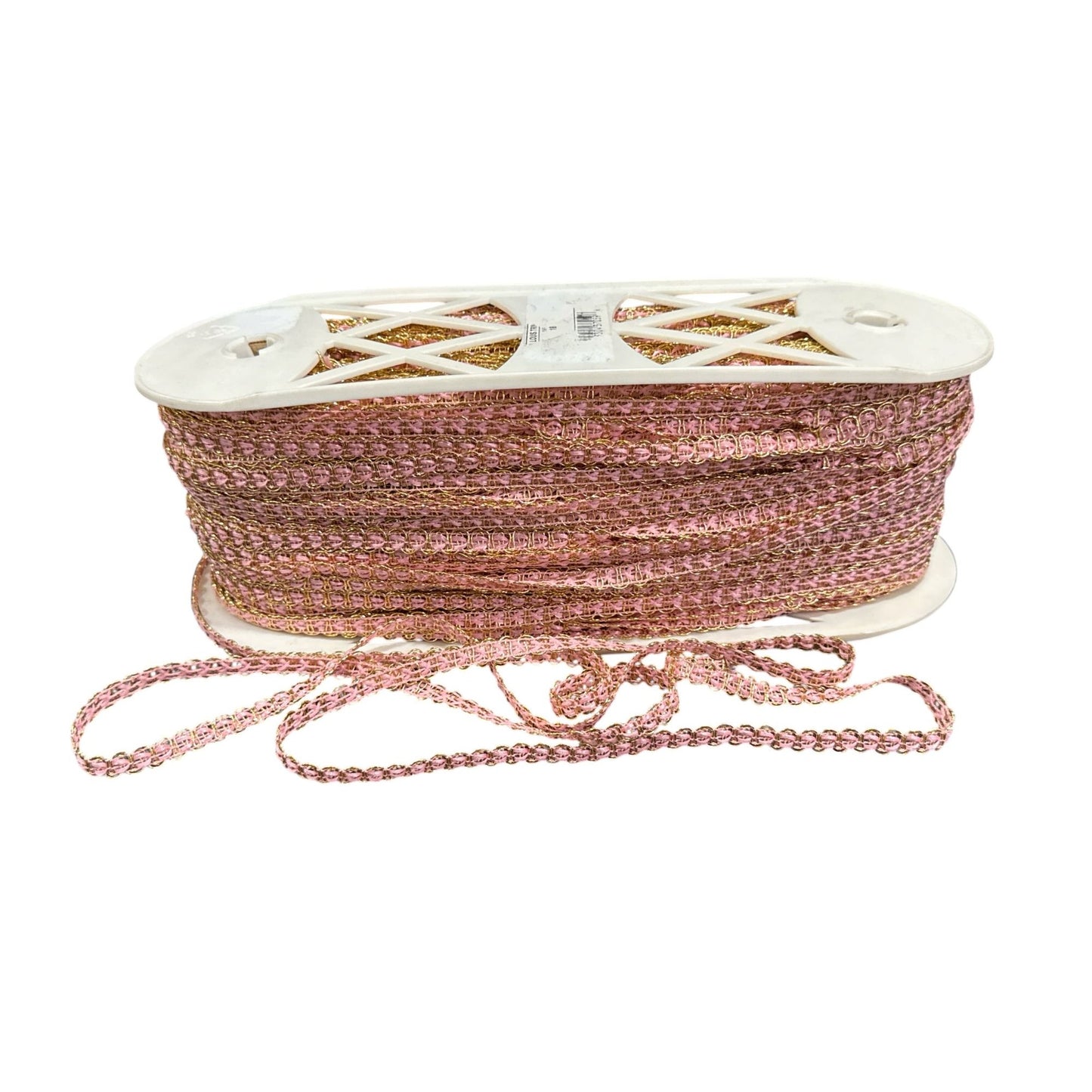Pink & Gold Braided Trim Ribbon On Spool 1/4-Inch Wide Crafting & Sewing Supplies 30+ YARDS