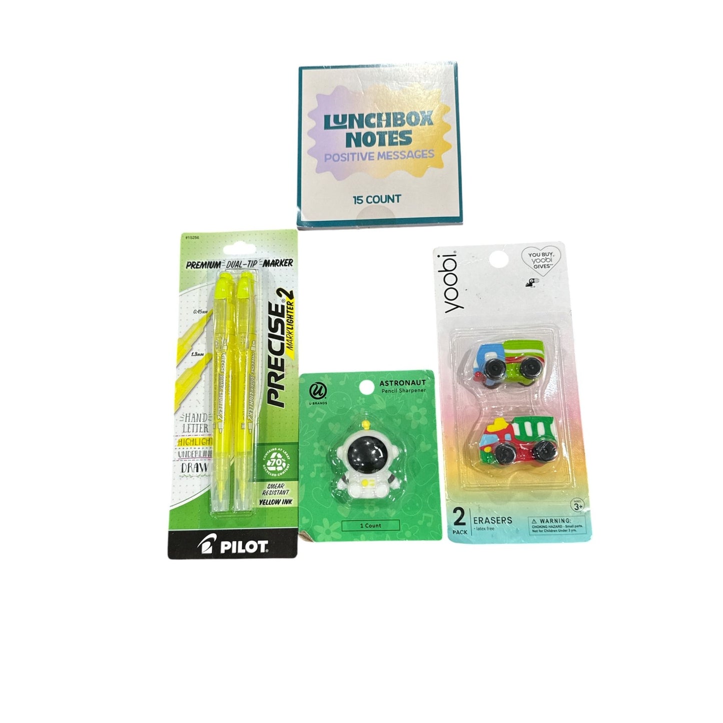 Set of 8 Back To School Essentials Set With Backpack, Ticonderoga Pencils, Highlighters, Erasers, Pencil Pouch & Sharpeners