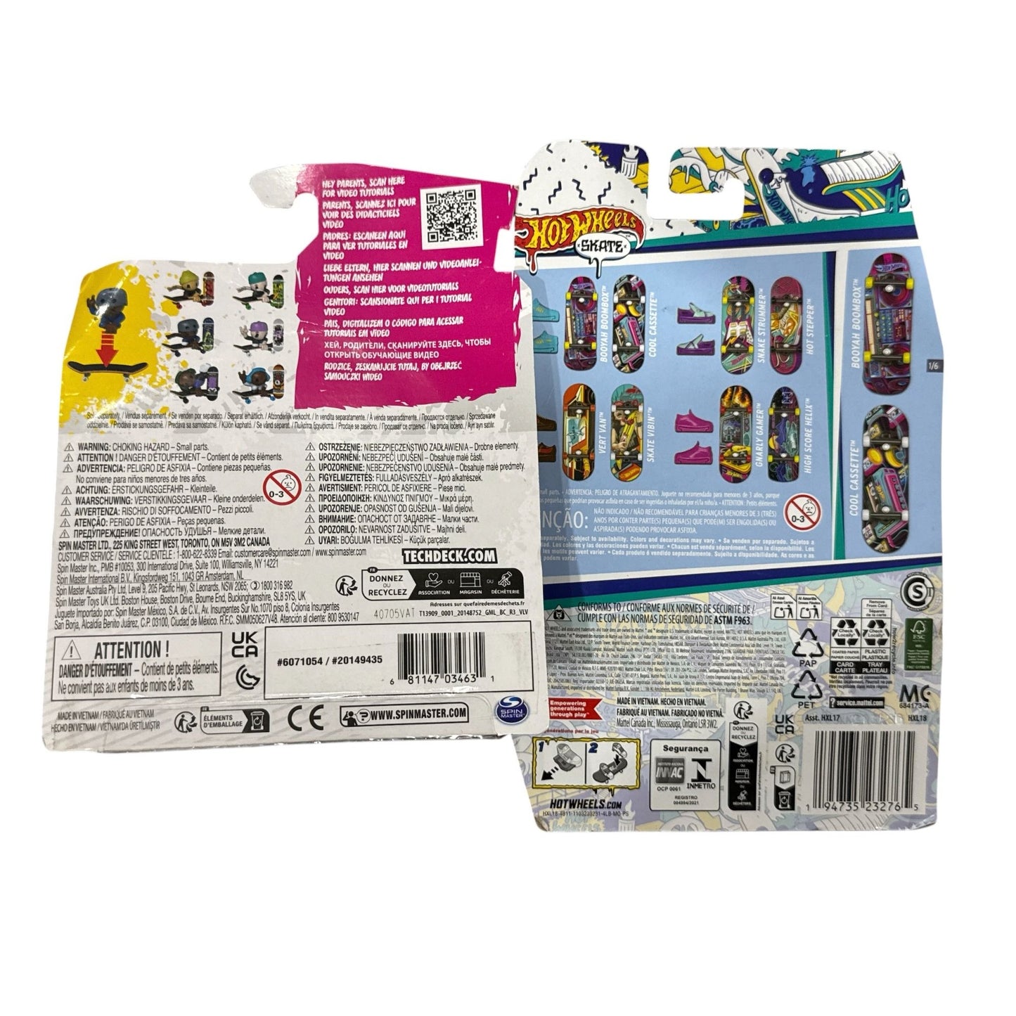Tech Deck Sk8 Crew Shred Pack & Hot Wheels Skate Fingerboards Boomin Boombox Cool Cassette Set