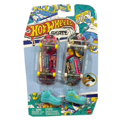 Tech Deck Sk8 Crew Shred Pack & Hot Wheels Skate Fingerboards Boomin Boombox Cool Cassette Set