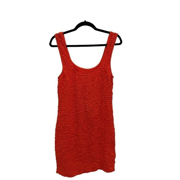 Rails Julie Cherry Textured Sleeveless Mini Dress XL Bright Orange