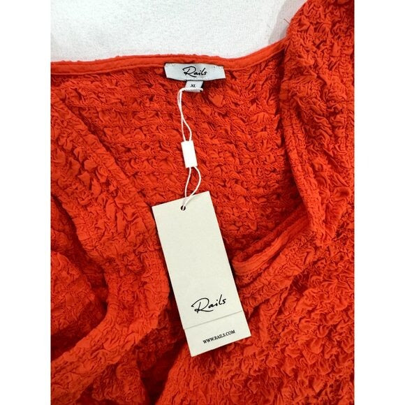 Rails Julie Cherry Textured Sleeveless Mini Dress XL Bright Orange
