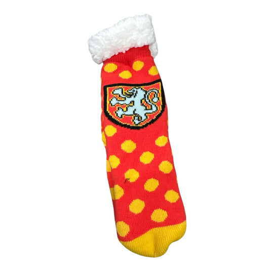 Harry Potter Gryffindor Sherpa-Lined Non-Slip Socks Red/Yellow Polka Dot Soft & Warm Cozy Winter Wear For Adults