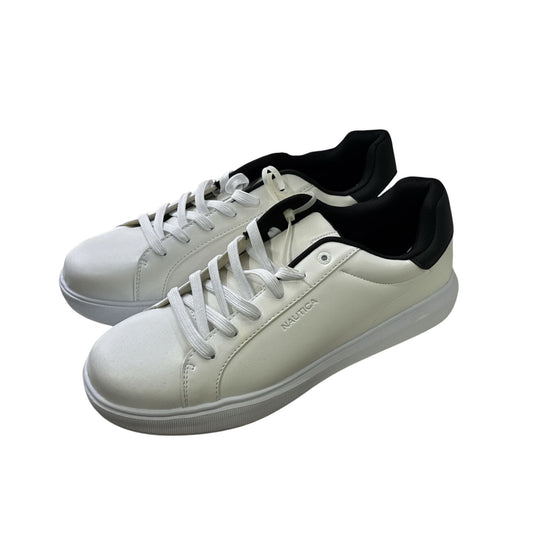 Nautica Mens White & Black Low-Top Sneakers With Lace-Up Closure Casual Design Size 13