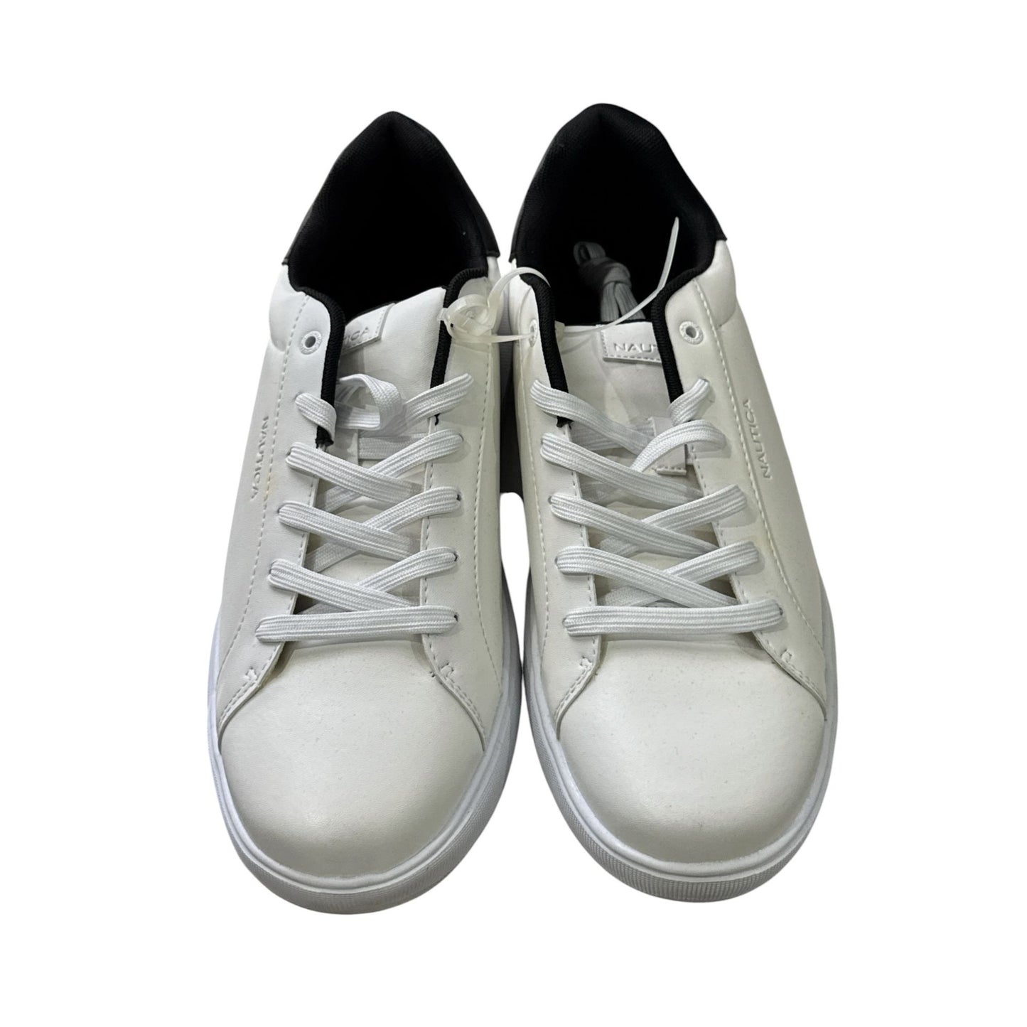 Nautica Mens White & Black Low-Top Sneakers With Lace-Up Closure Casual Design Size 13