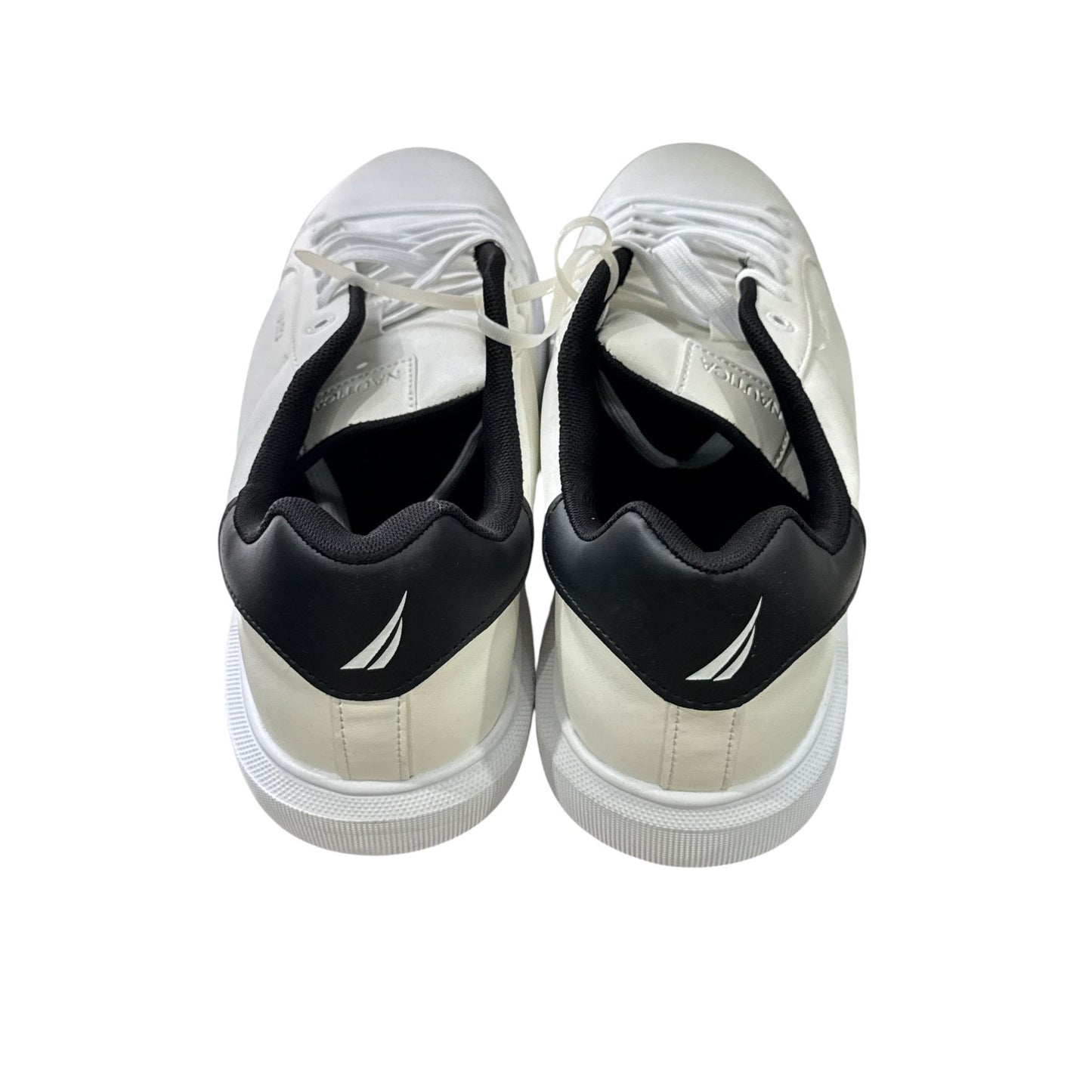 Nautica Mens White & Black Low-Top Sneakers With Lace-Up Closure Casual Design Size 13