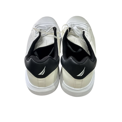 Nautica Mens White & Black Low-Top Sneakers With Lace-Up Closure Casual Design Size 13