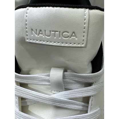 Nautica Mens White & Black Low-Top Sneakers With Lace-Up Closure Casual Design Size 13