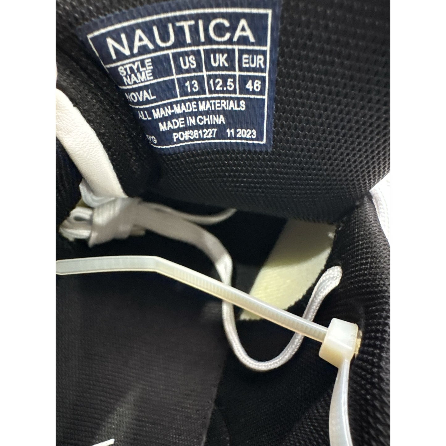 Nautica Mens White & Black Low-Top Sneakers With Lace-Up Closure Casual Design Size 13