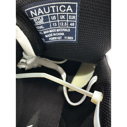 Nautica Mens White & Black Low-Top Sneakers With Lace-Up Closure Casual Design Size 13