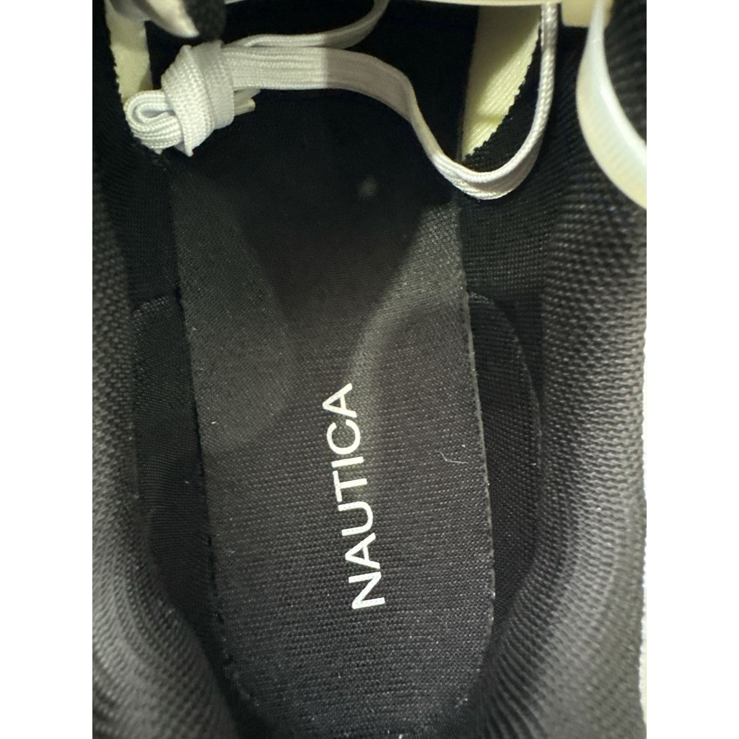 Nautica Mens White & Black Low-Top Sneakers With Lace-Up Closure Casual Design Size 13