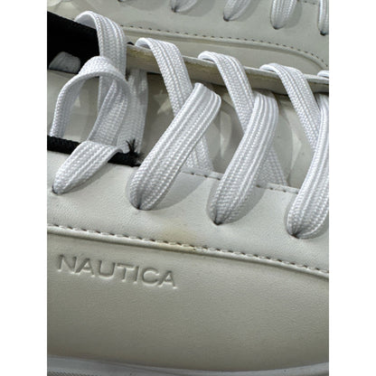 Nautica Mens White & Black Low-Top Sneakers With Lace-Up Closure Casual Design Size 13