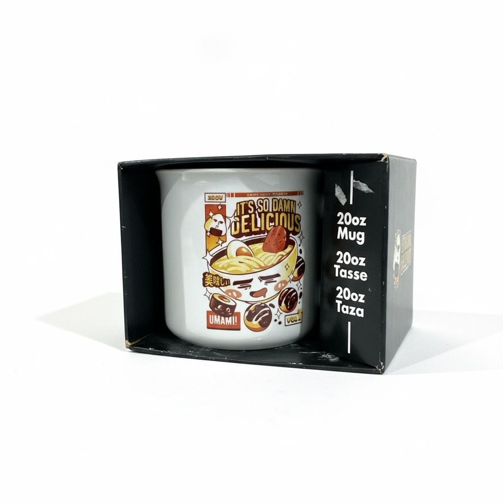 It's So Damn Delicious 20oz Ceramic Mug Anime Ramen Design by Ilustrata